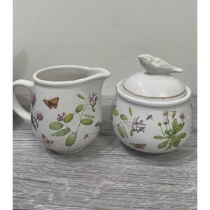Marjolein Bastin Wildflower Meadow Creamer and Sugar Bowl Set with Bird Lid‎